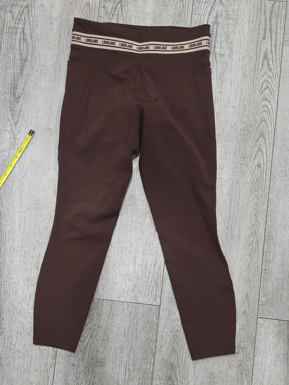 Lorna Jane Brown Leggings with Cream Branded Waistband